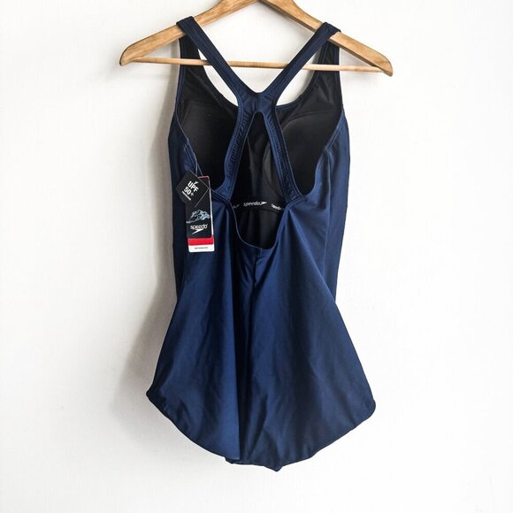 Speedo Navy Blue One Piece Swimsuit 12 NWT - Picture 3 of 4